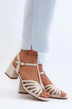 Damskie Sandały Na Obcasie Sergio Leone SK880 Perłowe