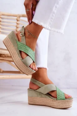 Damskie Sandały Na Platformie Zielone Emmalee