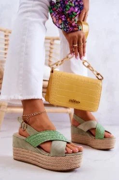 Damskie Sandały Na Platformie Zielone Emmalee