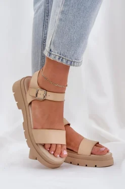 Damskie Sandały Na Platformie Beżowe Evaretha