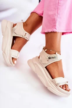 Damskie Sandały Na Platformie Beżowe Terrina