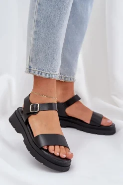 Damskie Sandały Na Platformie Czarne Evaretha