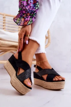 Damskie Sandały Na Platformie Czarne Emmalee