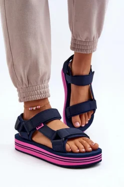 Damskie Sandały Na Platformie Lee Cooper LCW-24-05-2754L Granatowe