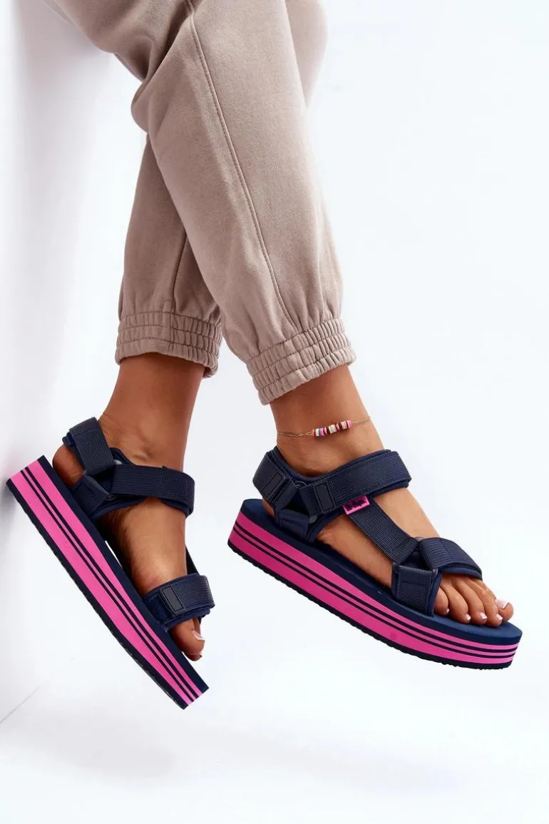 Damskie Sandały Na Platformie Lee Cooper LCW-24-05-2754L Granatowe