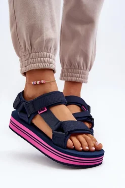 Damskie Sandały Na Platformie Lee Cooper LCW-24-05-2754L Granatowe