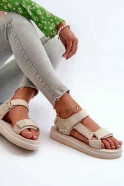 Damskie Sandały Na Platformie Big Star NN274A535 Beżowe