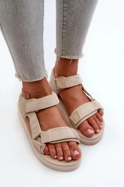 Damskie Sandały Na Platformie Big Star NN274A535 Beżowe