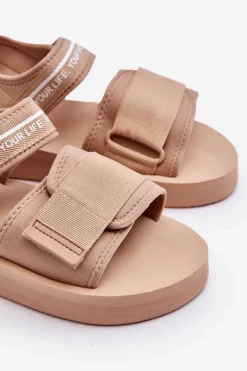 Damskie Sandały Na Rzepy Big Star LL274787 Beżowe