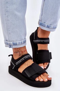 Damskie Sandały Na Rzepy Big Star LL274784 Czarne