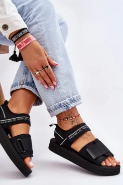 Damskie Sandały Na Rzepy Big Star LL274784 Czarne