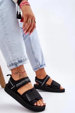 Damskie Sandały Na Rzepy Big Star LL274784 Czarne