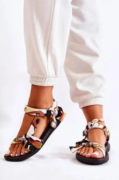 Damskie Sandały Na Rzepy Czarne Caprisa