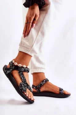 Damskie Sandały Na Rzepy Czarne Venna