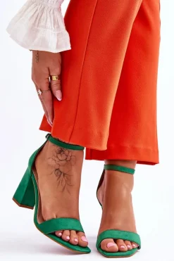 Damskie Sandały Na Stabilnym Słupku Zielone Lavissa