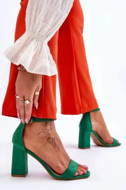 Damskie Sandały Na Stabilnym Słupku Zielone Lavissa