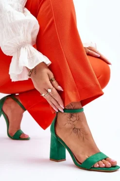 Damskie Sandały Na Stabilnym Słupku Zielone Lavissa