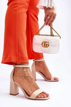 Damskie Sandały Na Stabilnym Słupku Beżowe Lavissa