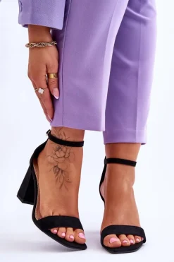 Damskie Sandały Na Stabilnym Słupku Czarne Lavissa