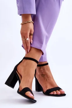 Damskie Sandały Na Stabilnym Słupku Czarne Lavissa