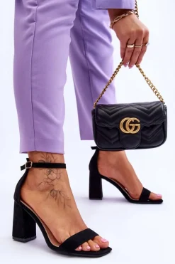 Damskie Sandały Na Stabilnym Słupku Czarne Lavissa