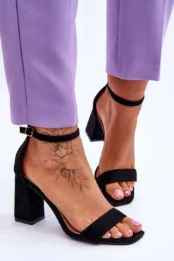 Damskie Sandały Na Stabilnym Słupku Czarne Lavissa