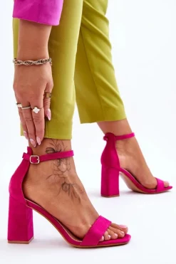 Damskie Sandały Na Stabilnym Słupku Fuksja Lavissa