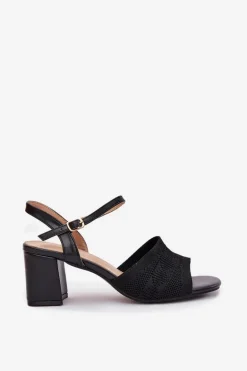 Damskie Sandały Na Słupkowym Obcasie Czarne Sarena