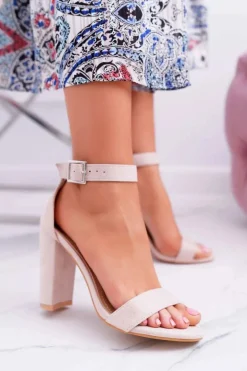 Damskie Sandały Na Słupku Beżowe Serenity