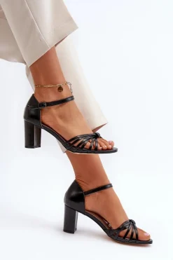 Damskie Sandały Na Słupku Czarne Pyrrette
