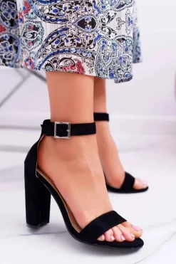Damskie Sandały Na Słupku Czarne Serenity