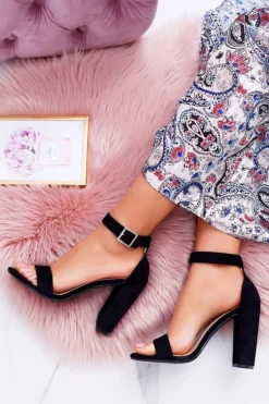 Damskie Sandały Na Słupku Czarne Serenity