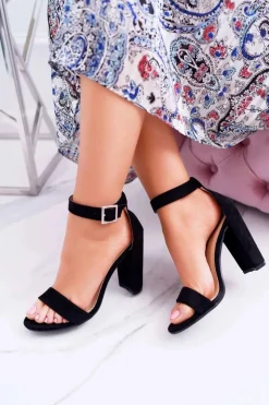 Damskie Sandały Na Słupku Czarne Serenity