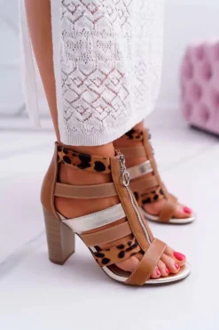 Damskie Sandały Na Słupku Eleganckie Zamek Z Przodu Rahel