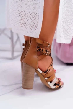 Damskie Sandały Na Słupku Eleganckie Z Paskami Villey