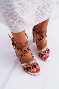 Damskie Sandały Na Słupku Eleganckie Z Paskami Villey