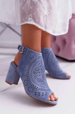 Damskie Sandały Na Słupku Peep Toe Błękitne Florina