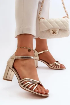 Damskie Sandały Na Słupku Złote Pyrrette