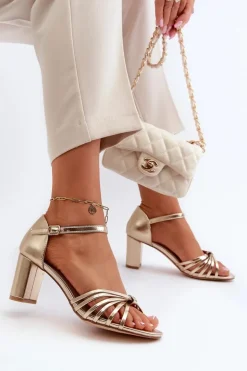 Damskie Sandały Na Słupku Złote Pyrrette