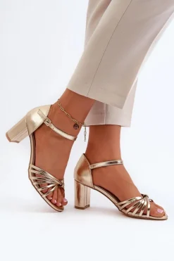 Damskie Sandały Na Słupku Złote Pyrrette