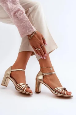 Damskie Sandały Na Słupku Złote Pyrrette