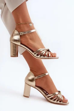 Damskie Sandały Na Słupku Złote Pyrrette