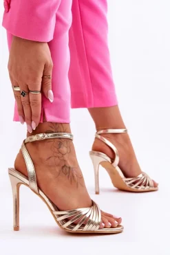 Damskie Sandały Na Szpilce Złote My Darling