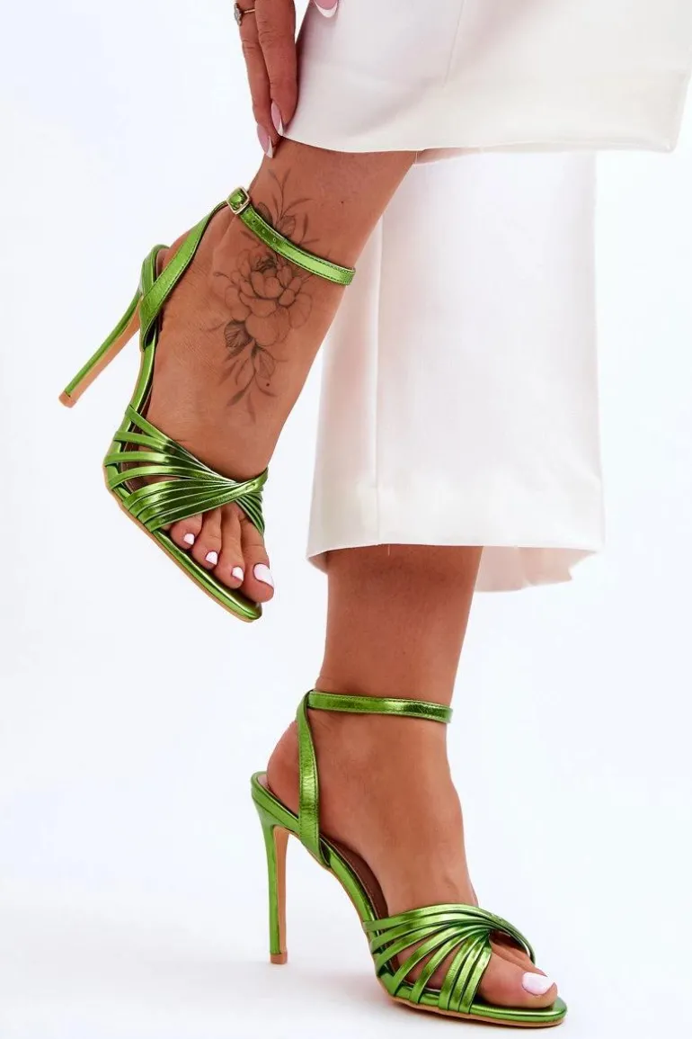 Damskie Sandały Na Szpilce Zielone My Darling