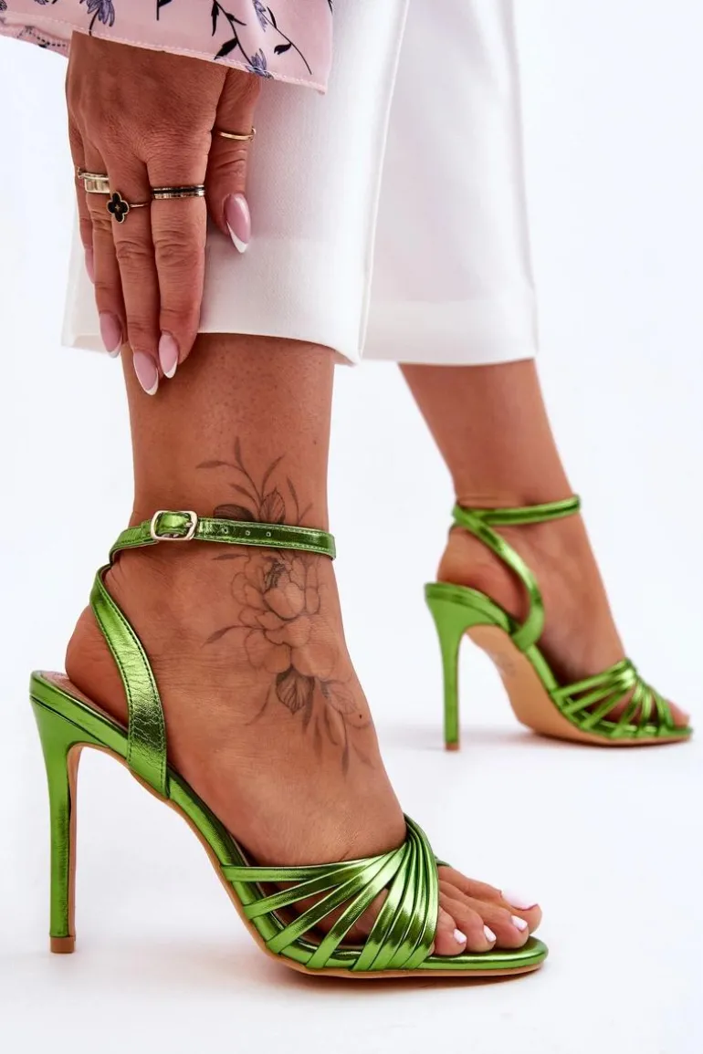 Damskie Sandały Na Szpilce Zielone My Darling