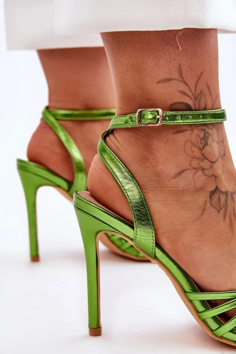 Damskie Sandały Na Szpilce Zielone My Darling