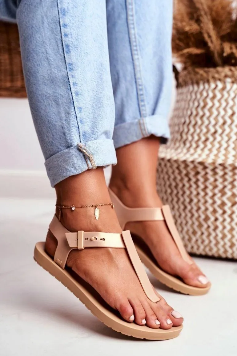 Damskie Sandały Pachnące Gumowe ZAXY Beżowe DD285040