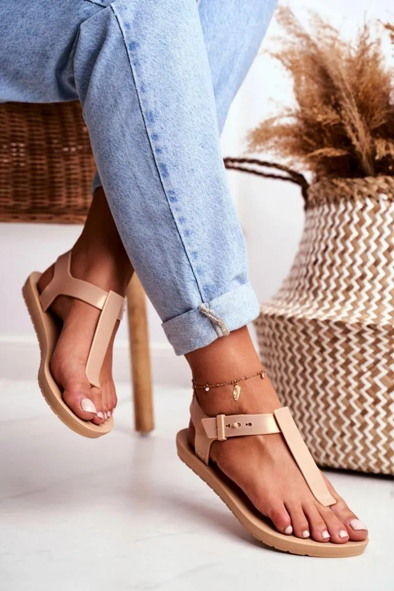 Damskie Sandały Pachnące Gumowe ZAXY Beżowe DD285040