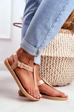 Damskie Sandały Pachnące Gumowe ZAXY Beżowe DD285040