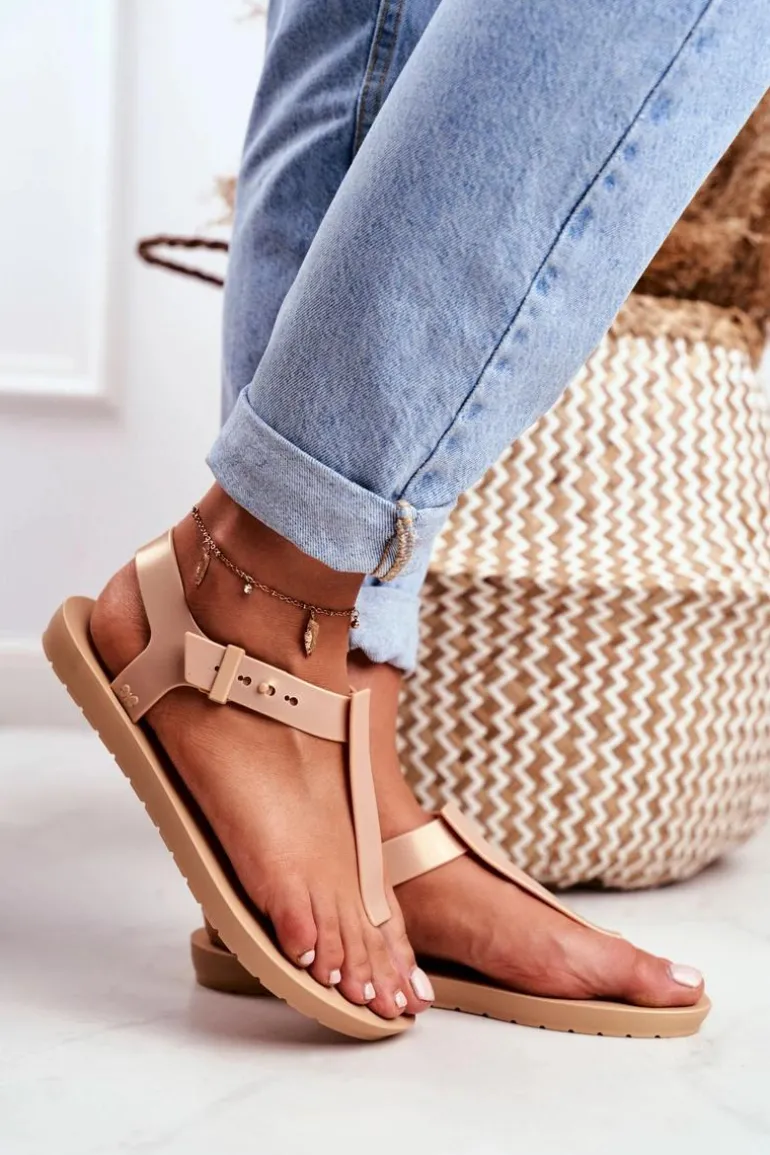 Damskie Sandały Pachnące Gumowe ZAXY Beżowe DD285040